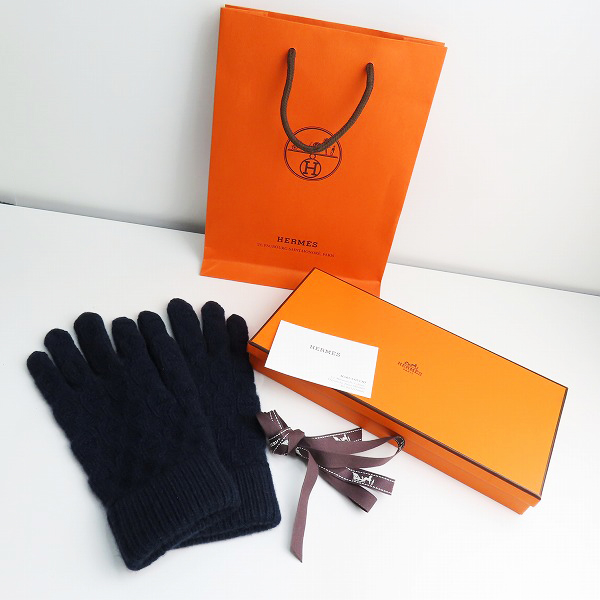 実際に弊社で買取させて頂いたHERMES/エルメス トリ・マイヨン カシミア手袋/グローブの画像 4枚目