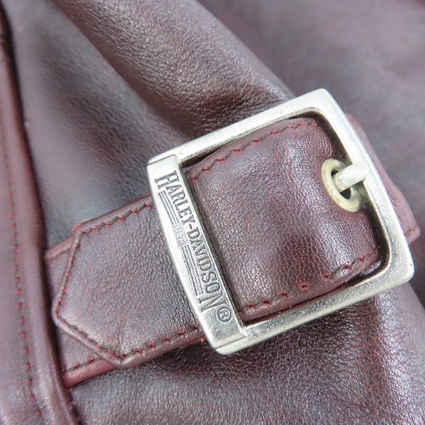 実際に弊社で買取させて頂いたHARLEY-DAVIDSON/ハーレーダビッドソン 背面ロゴ レザー シングルライダースジャケット Lの画像 6枚目