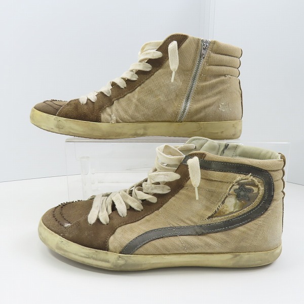 実際に弊社で買取させて頂いた【観賞用】GOLDEN GOOSE/ゴールデングース SLIDE/スライド USED加工 サイドジップ シューズ/43の画像 3枚目