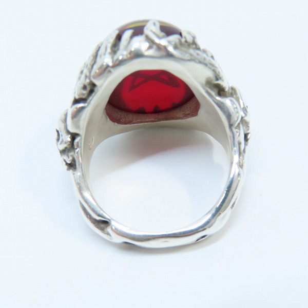 実際に弊社で買取させて頂いた【ギャラ付】ALEX STEETER/アレックスストリーター ヘルファイアエンジェルハートリングw東京レッド 土台スカル 19.5号の画像 5枚目