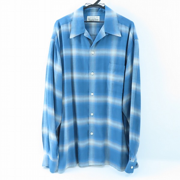 実際に弊社で買取させて頂いたWACKO MARIA/ワコマリア チェック柄 オープンカラー 長袖シャツ ブルー系/XL