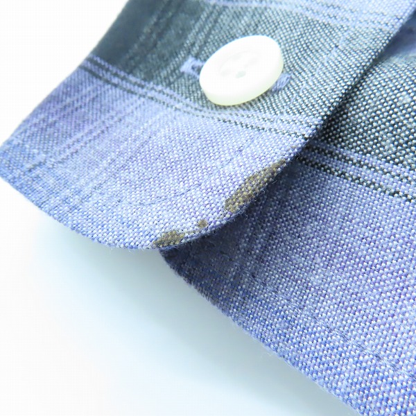 実際に弊社で買取させて頂いたWACKO MARIA/ワコマリア GUILTY PARTIES オンブレチェック 長袖 オープンカラーシャツ パープル/ブラック XLの画像 5枚目