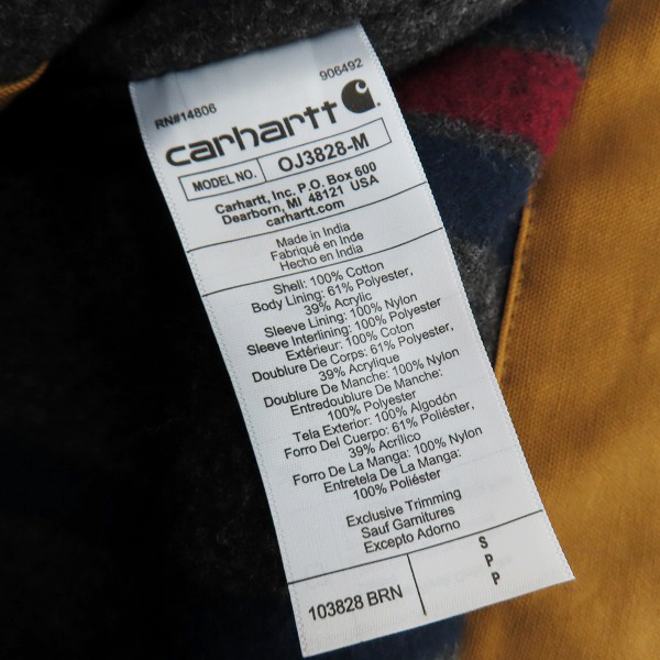 実際に弊社で買取させて頂いたCarhartt/カーハート デトロイト ジャケット リラックスフィット ブランケットライナー 103828/Sの画像 3枚目