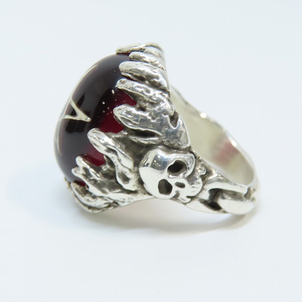 実際に弊社で買取させて頂いた【ギャラ付】ALEX STEETER/アレックスストリーター ヘルファイアエンジェルハートリングw東京レッド 土台スカル 19.5号の画像 2枚目