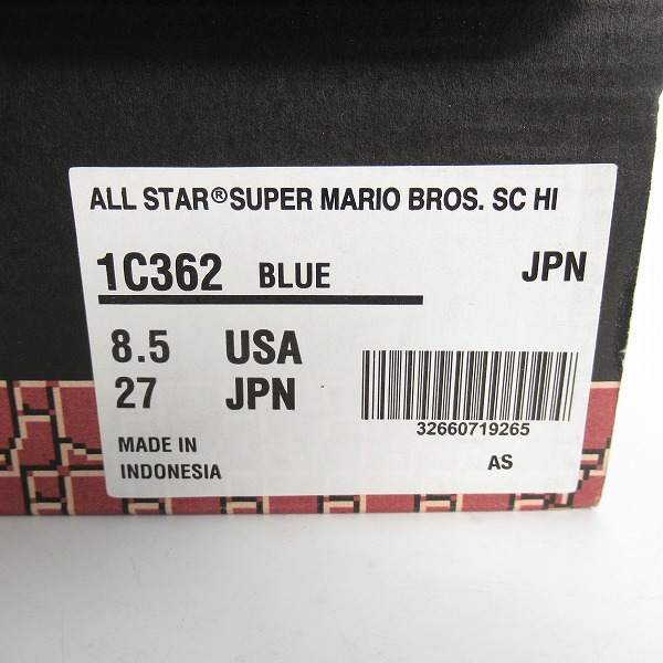 実際に弊社で買取させて頂いた【未使用】CONVERSE/コンバース SUPER MARIO BROS.スーパーマリオブラザーズ ALL STAR SC HI/オールスター 1C362/27.0の画像 9枚目