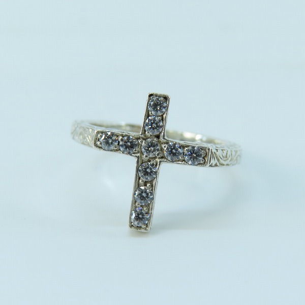 実際に弊社で買取させて頂いたLoree Rodkin/ローリーロドキン 10Pクリアストーン入り アラベスクデザイン クロスリング/12.5号の画像 1枚目