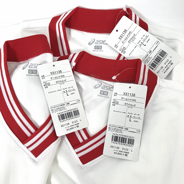 実際に弊社で買取させて頂いた【おまとめ/未使用】ASICS/アシックス ゲームシャツHS ホワイト×レッド XS1138 サイズLの画像 2枚目