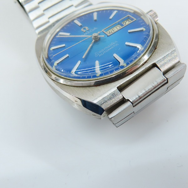 実際に弊社で買取させて頂いたOMEGA/オメガ 自動巻 SEAMASTER/シーマスター ブルー デイデイト アンティーク 14829の画像 6枚目
