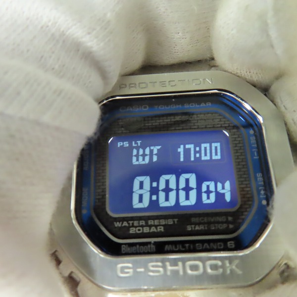 実際に弊社で買取させて頂いた【保証期間内】G-SHOCK/Gショック フルメタル ブルーアクセント Bluetooth搭載 電波ソーラー ウォッチ/腕時計 GMW-B5000D-2JFの画像 6枚目