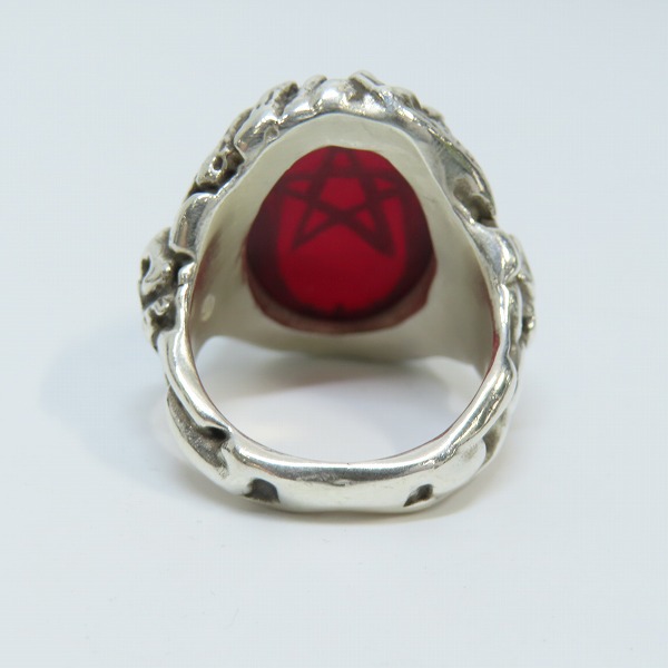 実際に弊社で買取させて頂いた【ギャラ付】ALEX STEETER/アレックスストリーター ヘルファイアエンジェルハートリングw東京レッド 土台スカル 19.5号の画像 3枚目