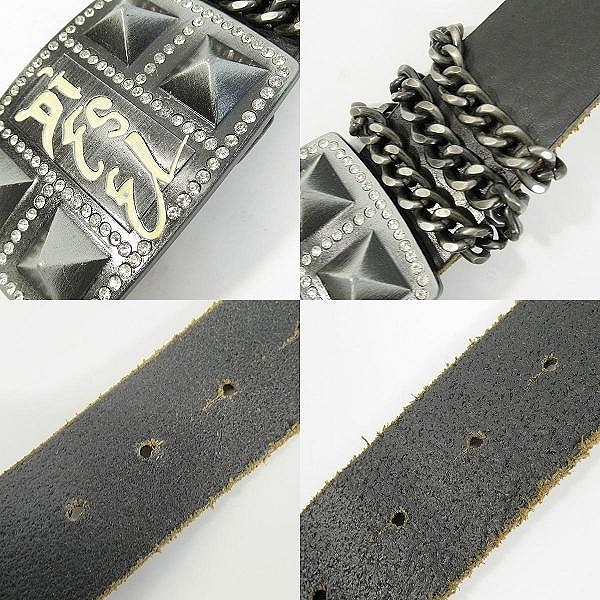 実際に弊社で買取させて頂いたDIESEL/ディーゼル スタッズ チェーン装飾 レザーベルト 90の画像 8枚目