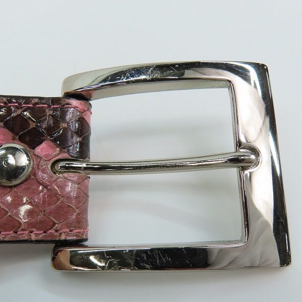 実際に弊社で買取させて頂いたWACKO MARIA/ワコマリア GUILTY PARTIES PYTHON LEATHER BELT/パイソンレザーベルト ピンク 34の画像 4枚目
