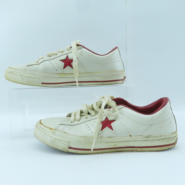 実際に弊社で買取させて頂いたCONVERSE/コンバース ONE STAR/ワンスター スニーカー ホワイト系/レッド 1C044/26.5の画像 3枚目