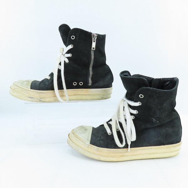 実際に弊社で買取させて頂いたRick Owens/リックオウエンス RAMONES/ラモーンズ スウェードレザー サイドジップスニーカー 41の画像 3枚目