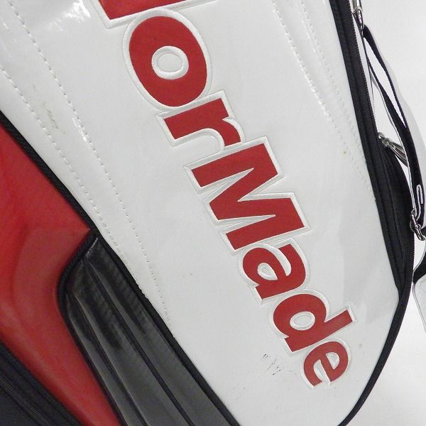 実際に弊社で買取させて頂いたTaylorMade/テーラーメイド CB100V オーセンティック 9.5型 4分割キャディバッグ ホワイトｘレッドｘブラックの画像 5枚目
