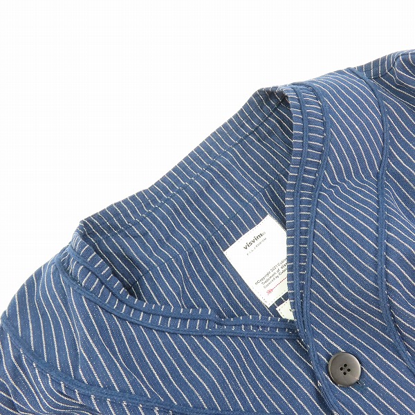 実際に弊社で買取させて頂いたvisvim/ビズビム DUGOUT SHIRT L/S ストライプ柄 ノーカラーシャツ 0121105011021 2の画像 5枚目