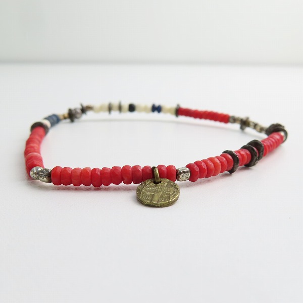 実際に弊社で買取させて頂いたAMP JAPAN/アンプジャパン ビーズ チャーム付き アンクレット レッドの画像 1枚目