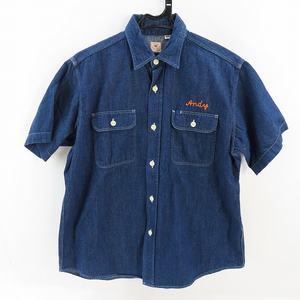 実際に弊社で買取させて頂いたSugarCane/シュガーケーン 刺繡入り デニム 半袖ワークシャツ/M