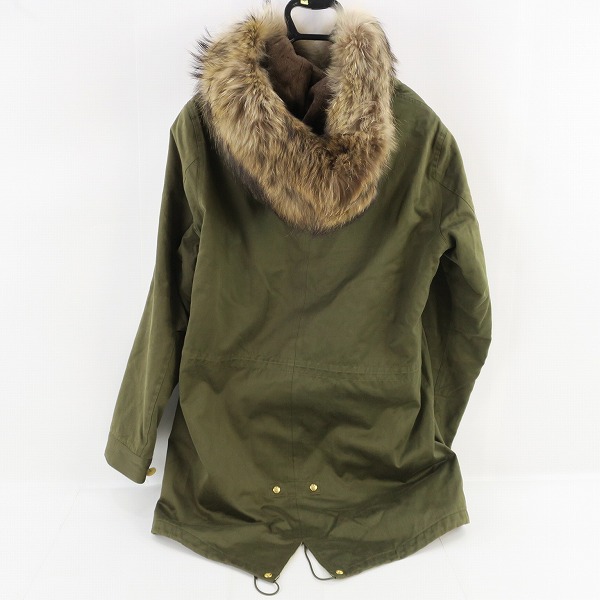 実際に弊社で買取させて頂いたmastermind JAPAN/マスターマインド serenade期 ラクーンファー付きモッズコート 金ボタン MV-C001-02-A/Lの画像 1枚目