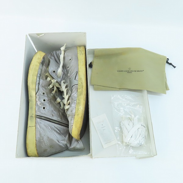 実際に弊社で買取させて頂いた【観賞用】GOLDEN GOOSE/ゴールデングース サイドジップスニーカー シルバー/42の画像 8枚目