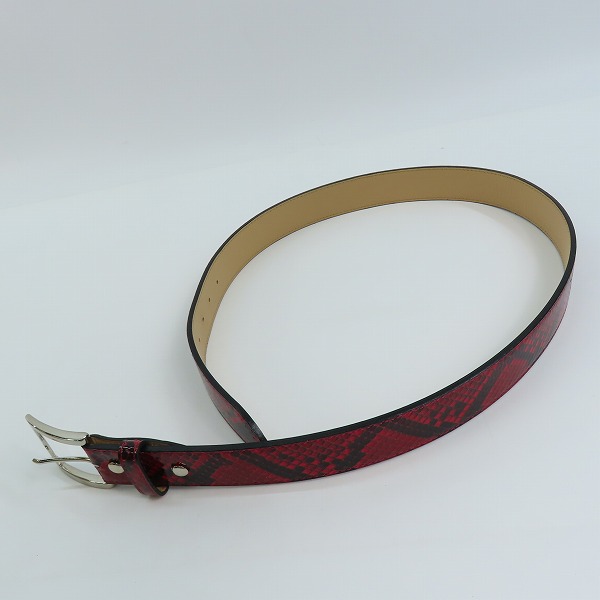 実際に弊社で買取させて頂いたWACKO MARIA/ワコマリア GUILTY PARTIES PYTHON LEATHER BELT/パイソンレザーベルト レッド 36の画像 5枚目