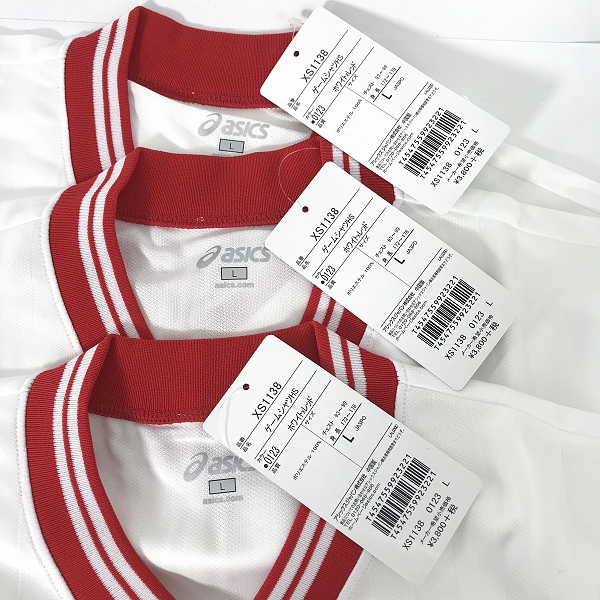 実際に弊社で買取させて頂いた【おまとめ/未使用】ASICS/アシックス ゲームシャツHS ホワイト×レッドの画像 2枚目