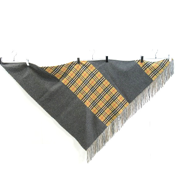 実際に弊社で買取させて頂いたBURBERRY LONDON ENGLAND/バーバリーロンドン ノバチェック トライアングル カシミヤ フリンジマフラー GBJOHELGMORの画像 4枚目