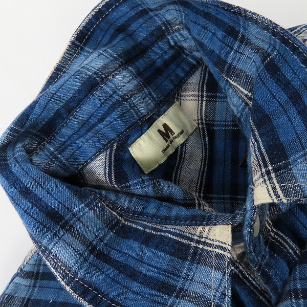 実際に弊社で買取させて頂いたM/エム 袖スター 長袖チェックシャツ Mの画像 4枚目