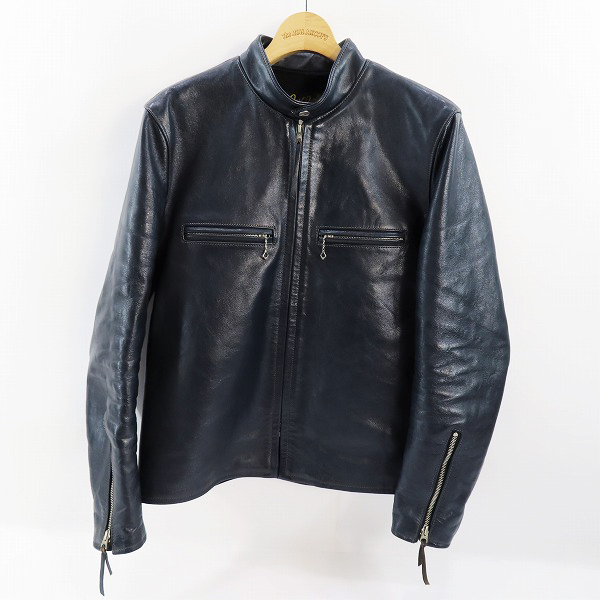 実際に弊社で買取させて頂いたBUCO/ブコ THE REAL McCOY'S/リアルマッコイズ HORSE HIDE/ホースハイド J-100 シングルライダースジャケット ネイビー/38