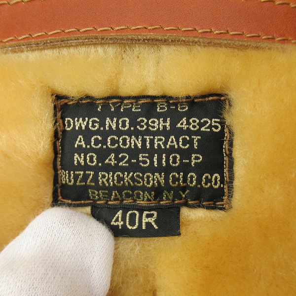 実際に弊社で買取させて頂いたBUZZ RICKSON'S/バズリクソンズ B-6 フライト/ムートンジャケット/40Rの画像 2枚目