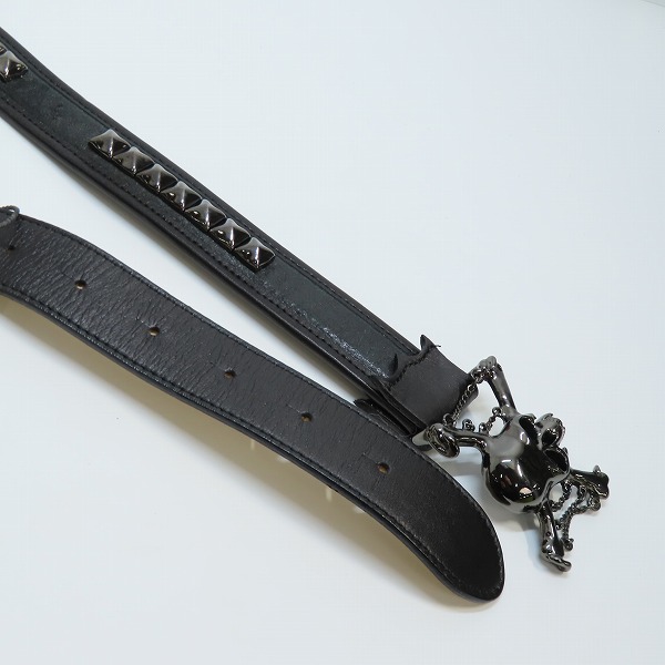 実際に弊社で買取させて頂いたRoen/ロエン スカル バックル スタッズ レザーベルトの画像 3枚目