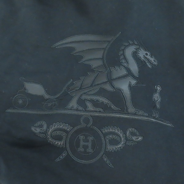 実際に弊社で買取させて頂いたHERMES/エルメス 19AW Ex-Libris Dragon エクスリブリス ドラゴン ラムレザーパッチ プルオーバーフーディ パーカー XLの画像 6枚目