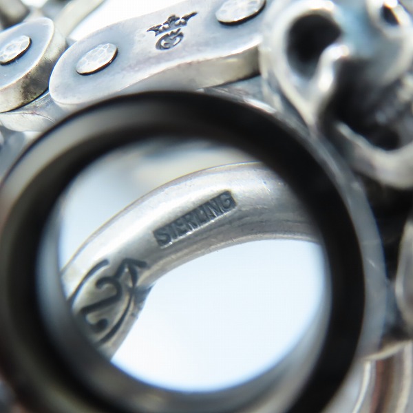 実際に弊社で買取させて頂いた【ギャラ付き】GABORATORY/ガボラトリー/ガボール ミディアム モーターサイクルチェーン ウィズ5スカル ブレスレットの画像 6枚目