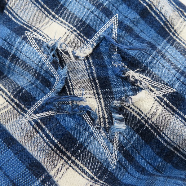 実際に弊社で買取させて頂いたM/エム 袖スター 長袖チェックシャツ Mの画像 5枚目