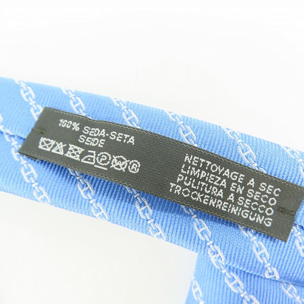 実際に弊社で買取させて頂いたHERMES/エルメス シェーヌダンクル柄 シルク ネクタイの画像 5枚目