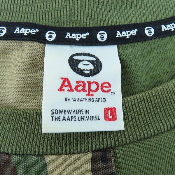 実際に弊社で買取させて頂いたAAPE BY A BATHING APE/エーエイプバイアベイシングエイプ  カモフラ バイカラー Tシャツ AAPTEM0490XXE/Lの画像 2枚目