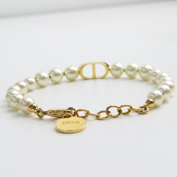 実際に弊社で買取させて頂いたChristian Dior/クリスチャン ディオール フェイクパール ロゴ ブレスレットの画像 3枚目