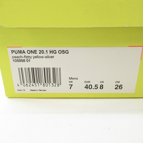 実際に弊社で買取させて頂いた【未使用】 PUMA/プーマ プーマ ワン 20.1 HG OSG サッカースパイク 105958-01/26の画像 7枚目