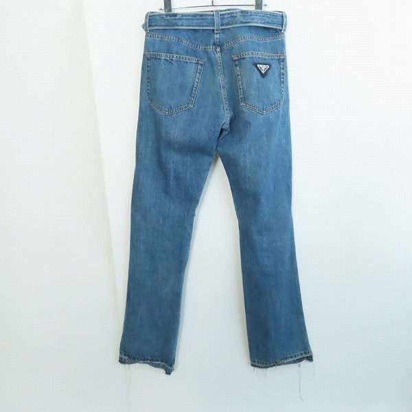 実際に弊社で買取させて頂いた【JPタグ】PRADA/プラダ CLASSIC FIT 三角ロゴプレート ダメージ ベルト デニムパンツ/ジーンズ GEP293/31の画像 1枚目