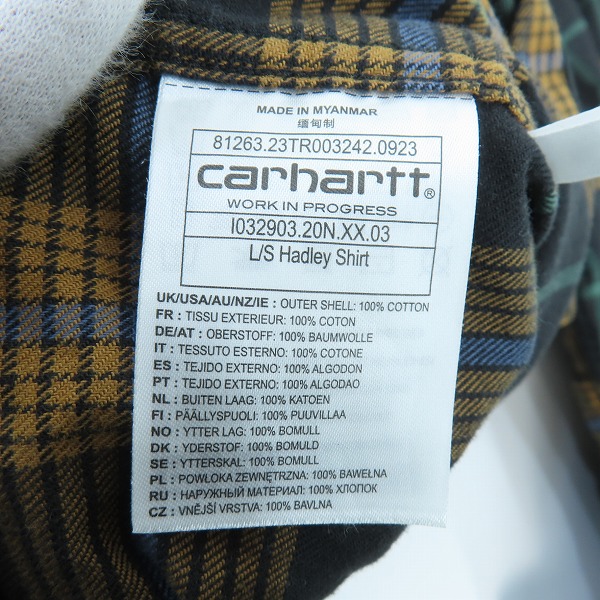 実際に弊社で買取させて頂いたCarhartt/カーハート L/S HADLEY SHIRT 長袖 チェック柄 シャツ I032903/Lの画像 3枚目