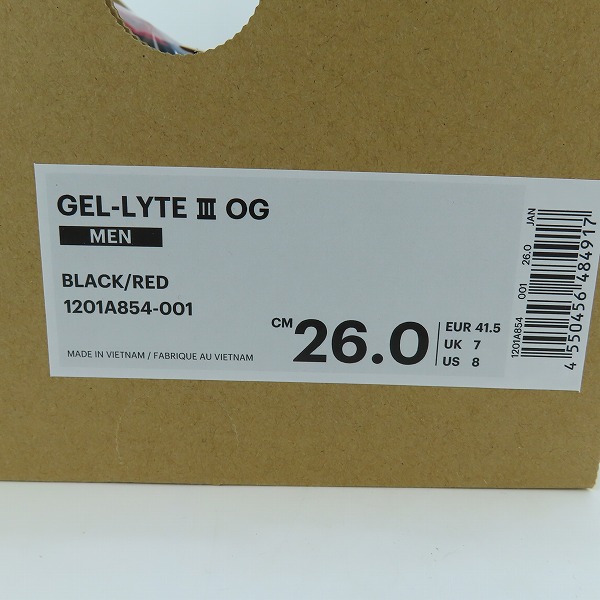 実際に弊社で買取させて頂いたAH MURDERZ/ア ムーダーズ×atomos/アトモス×asics/アシックス Red Spider GEL-LYTE III OG スニーカー 1201A854-001/26.0の画像 9枚目