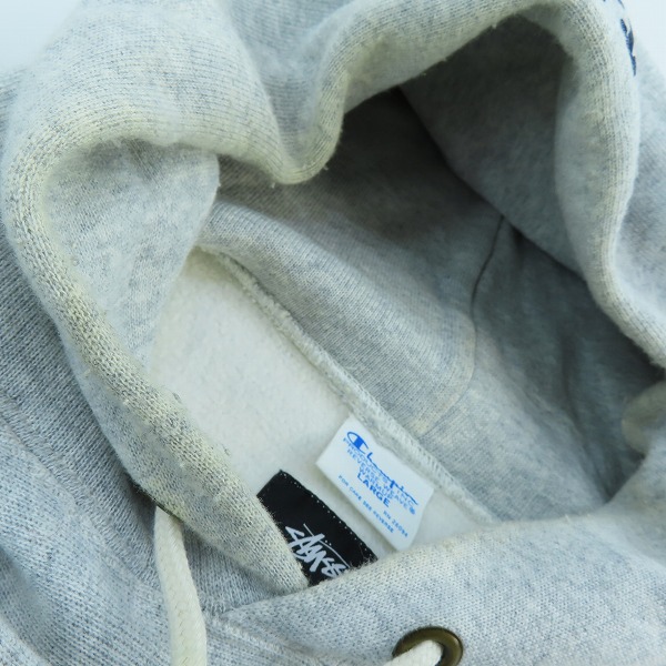 実際に弊社で買取させて頂いたSTUSSY×champion/ステューシー×チャンピオン コラボパーカー/Lの画像 5枚目