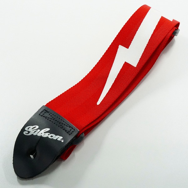 実際に弊社で買取させて頂いたGibson/ギブソン ライトニングボルト ギターストラップ ベースストラップ レッド