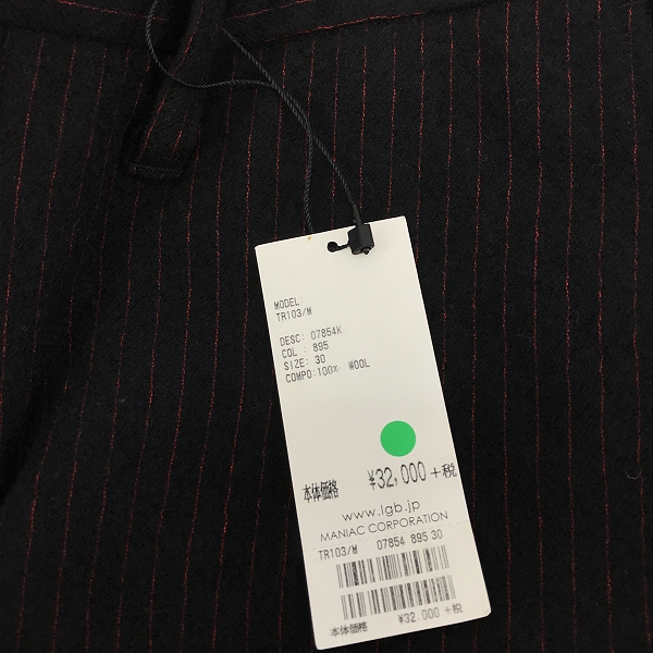 実際に弊社で買取させて頂いた【未使用】L.G.B./ルグランブルー ウール トラウザー パンツ 30の画像 6枚目