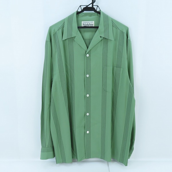 実際に弊社で買取させて頂いたWACKO MARIA/ワコマリア 24SS STRIPED OPEN COLLAR SHIRT 長袖シャツ グリーン/XL