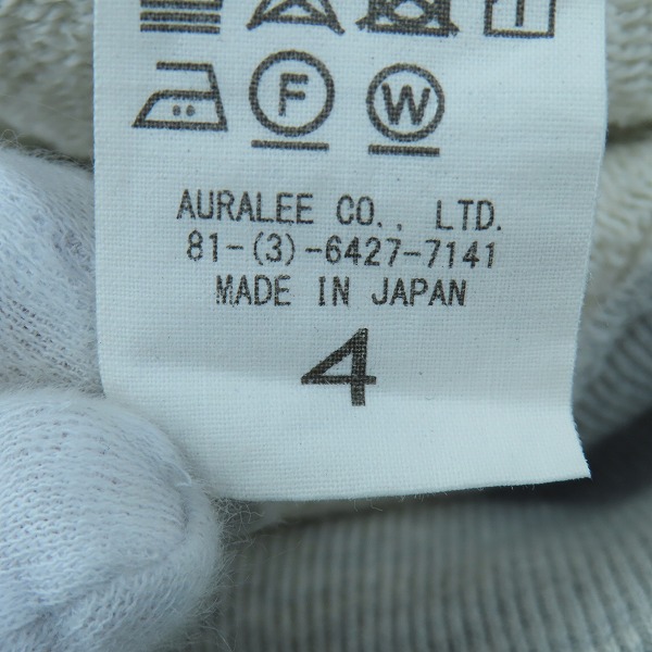 実際に弊社で買取させて頂いたAURALEE/オーラリー クルーネック スウェット/トレーナー グレー/4 の画像 3枚目