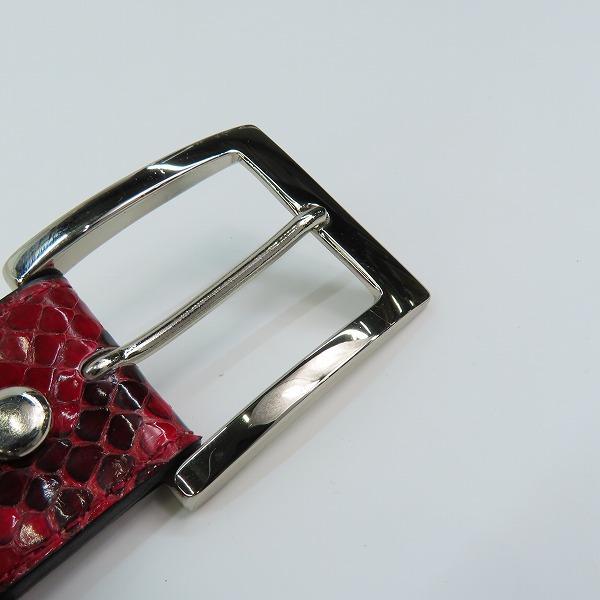 実際に弊社で買取させて頂いたWACKO MARIA/ワコマリア GUILTY PARTIES PYTHON LEATHER BELT/パイソンレザーベルト レッド 36の画像 4枚目