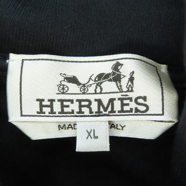 実際に弊社で買取させて頂いたHERMES/エルメス 19AW Ex-Libris Dragon エクスリブリス ドラゴン ラムレザーパッチ プルオーバーフーディ パーカー XLの画像 2枚目