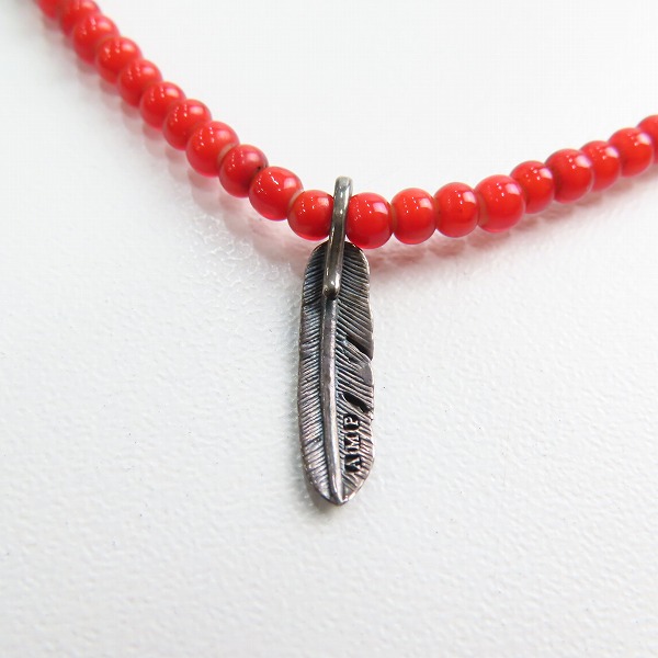 実際に弊社で買取させて頂いたAMP JAPAN/アンプジャパン フェザー付き ビーズネックレスの画像 2枚目