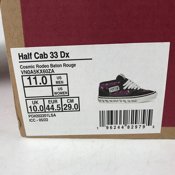 実際に弊社で買取させて頂いた【未使用】VANS/バンズ  HARF CAB 33-DX/ハーフキャブ ペイズリー柄 スニーカー 29の画像 8枚目